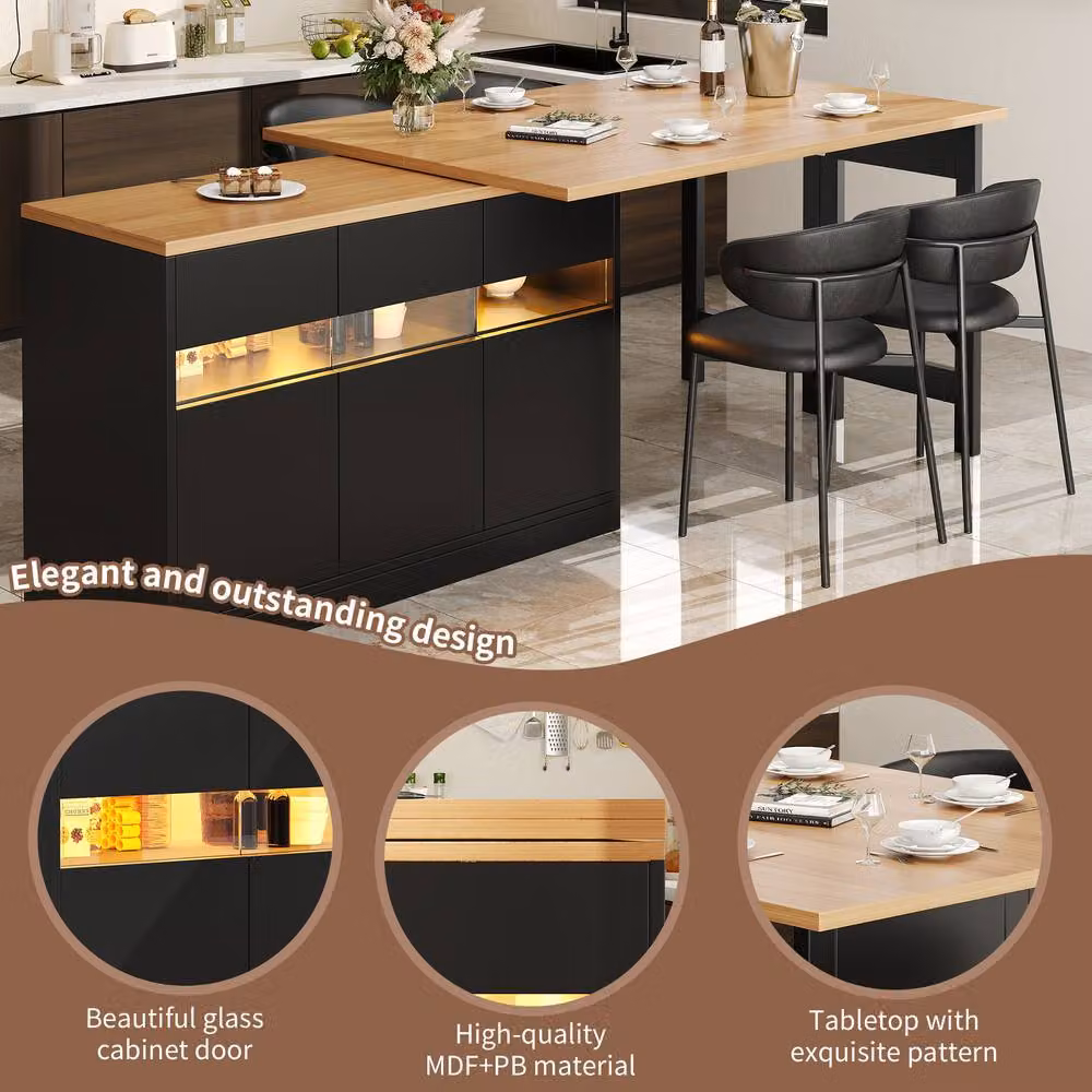 Matteo Smart Extendable Bar and Dining Table in Black Matt MDF – 7
