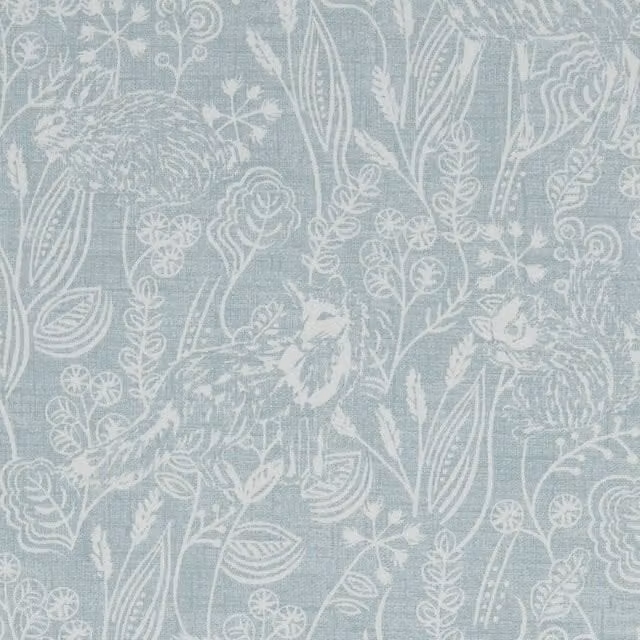 Clarke & Clarke Westleton Floral Cotton Fabric Panel in Duckegg Blue