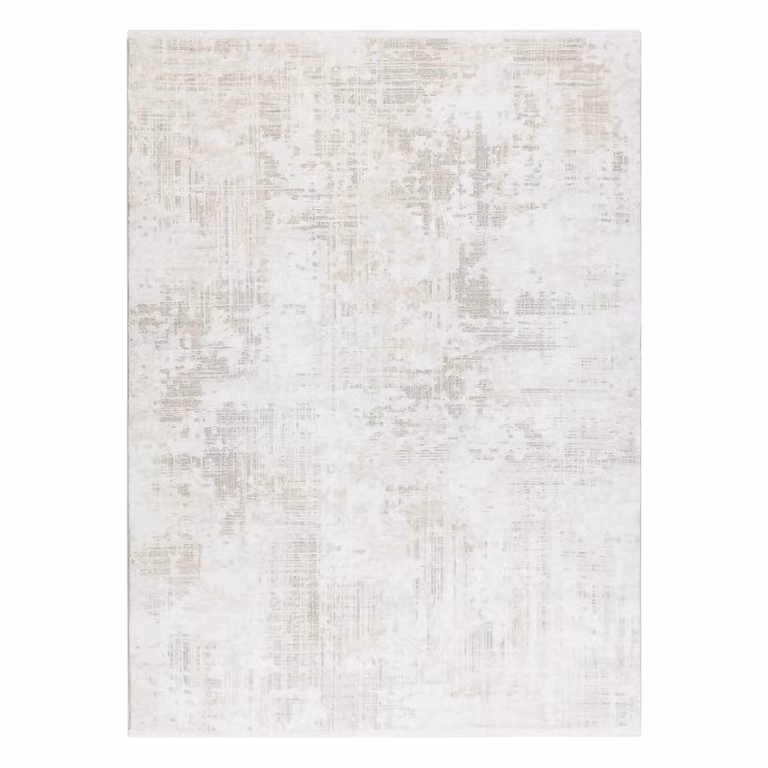 RugsX Duke Abstract Rug in Yellow and White with Fringes, W: 200 cm, D: 290 cm