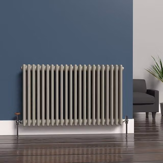 Lux Heat Horizontal 3 Column Radiator in Grey, H: 60 cm x W: 101 cm