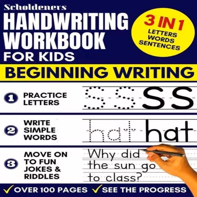 Scholdeners 3-in-1 Handwriting Practice Workbook for Children in Multicolour
