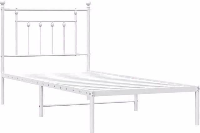 Berkfield Home Metal Bed Frame with Headboard, White, W/D/H: 80 x 200 cm