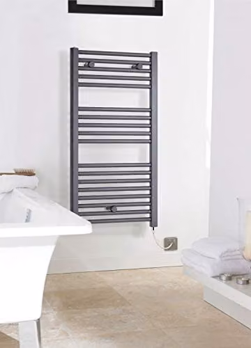 Nuie MTY153 Modern Bathroom 300 Watt Heated Electric Ladder Towel Rail, Anthracite, H: 72 cm, W: 40 cm – 2