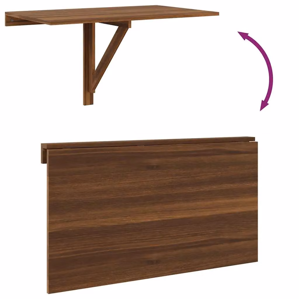 Berkfield Home Folding Wall Table in Brown Oak, W/D/H: 100 x 60 x 56 cm – 5