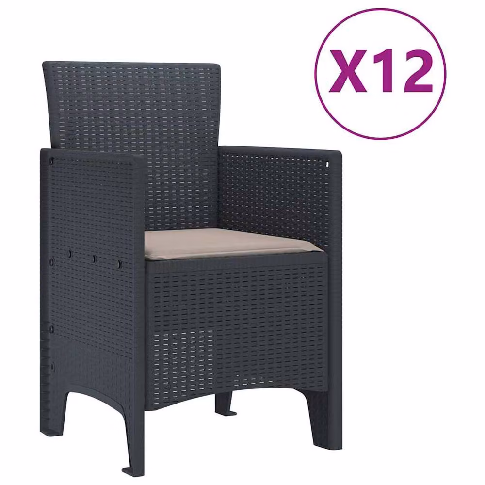 Berkfield Home 13 Piece Anthracite Poly Rattan Garden Dining Set with Cushions – 4