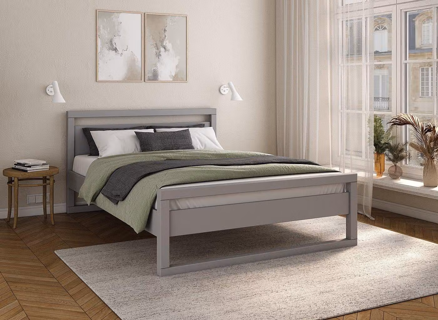 Dreams Wellow Scandinavian Solid Pine Wooden Bed Frame in Grey