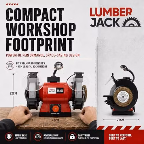 Lumberjack 8 inch Bench Grinder and Polisher, 550W, Red – 5