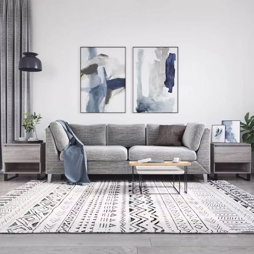 Berkfield Home Set of 2 Grey Sonoma Nesting Coffee Tables in Engineered Wood, W/D/H: 50 x 46 x 50 cm – 2