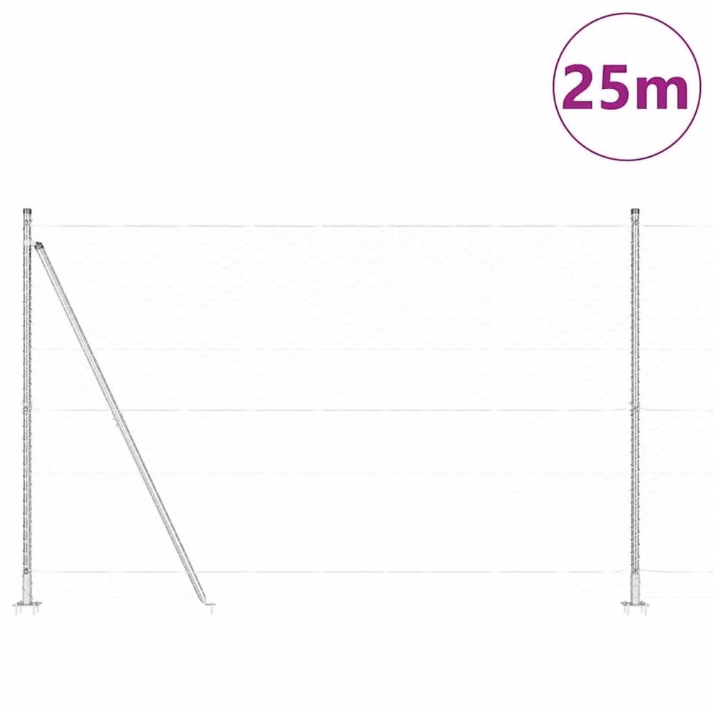 Berkfield Home Hexagon Fence in Silver Galvanised Steel, H: 160 cm x W: 25 m – 2