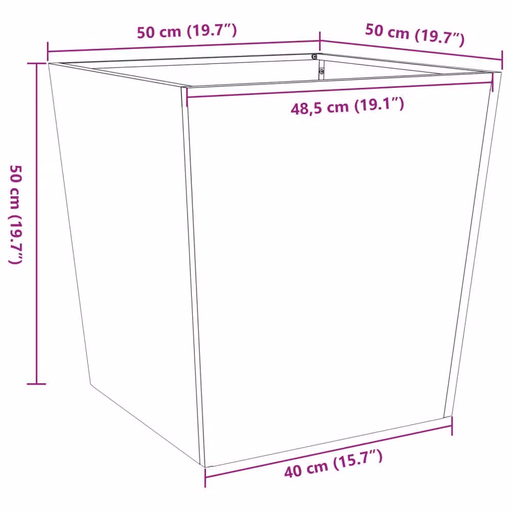 Berkfield Home Corten Steel Garden Planter Tub in Brown, W/D/H: 50 x 50 x 50 cm – 4