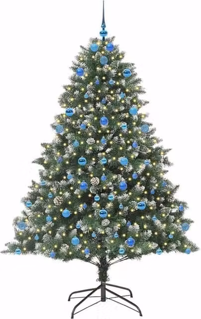 Berkfield Home Modern Artificial Christmas Tree with Stand, Green, W: 140 cm, D: 140 cm, H: 210 cm – 1