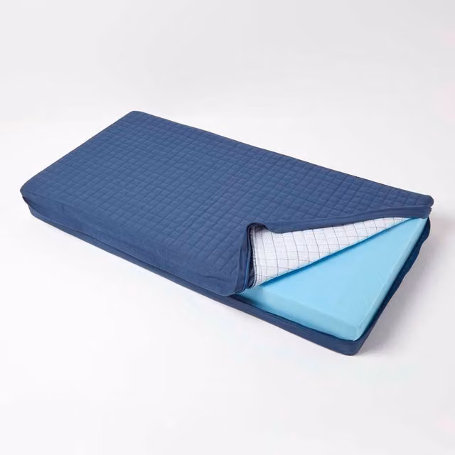 Homescapes Quilted Cotton 2 Seater Orthopaedic Booster Cushion Cover in Blue