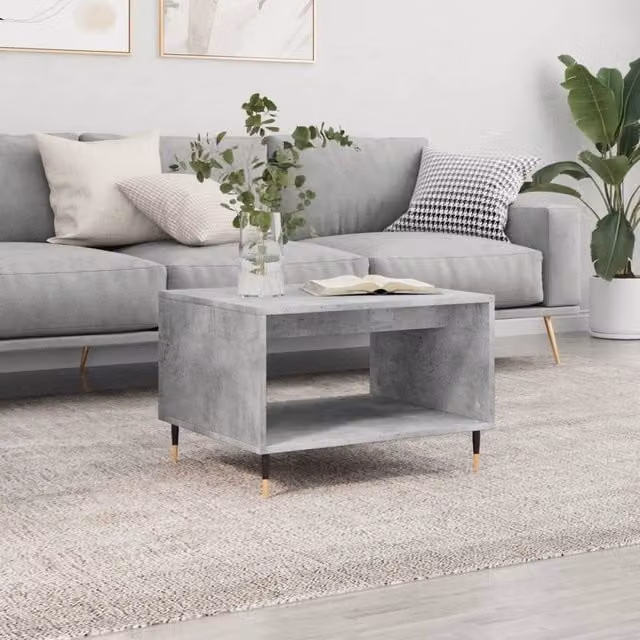 Berkfield Home Modern Square Coffee Table in Concrete Grey, W: 60 cm, D: 50 cm, H: 40 cm – 1