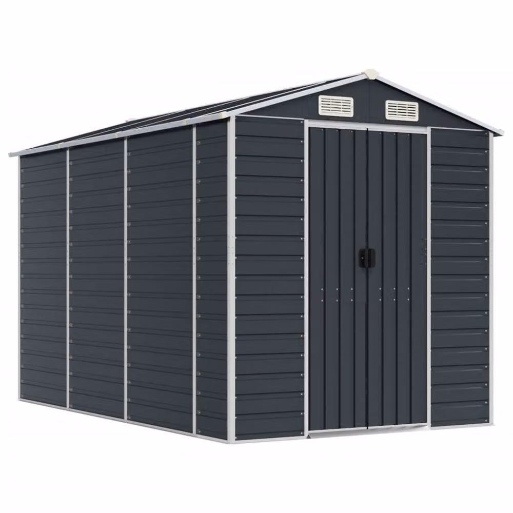 Berkfield Anthracite Galvanised Steel Garden Shed in Dark Grey W/D/H: 191 x 300 x 198 cm – 3