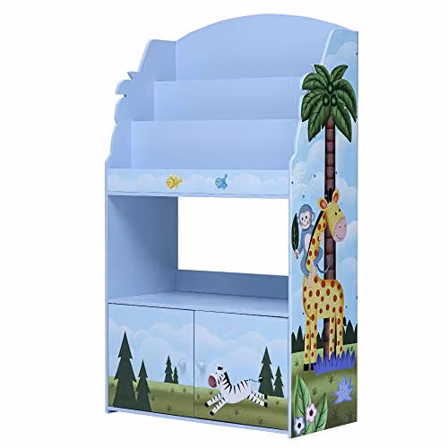 Fantasy Fields Sunny Safari Kids 3-Tier Wooden Bookcase and Storage Unit, Multicolour – 1