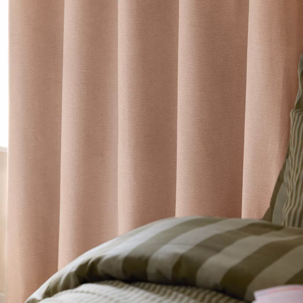 Furn Blackout Textured Woven Eyelet Curtain Pair in Pink, Width: 168 cm, Drop: 229 cm – 2