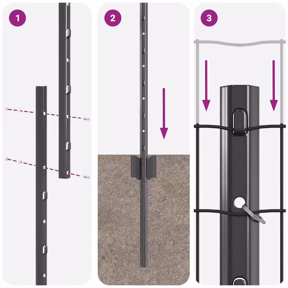 Berkfield Home Euro Fence Steel Kit with 10 U-Posts, Grey, W: 10 m, H: 1.4 m – 5