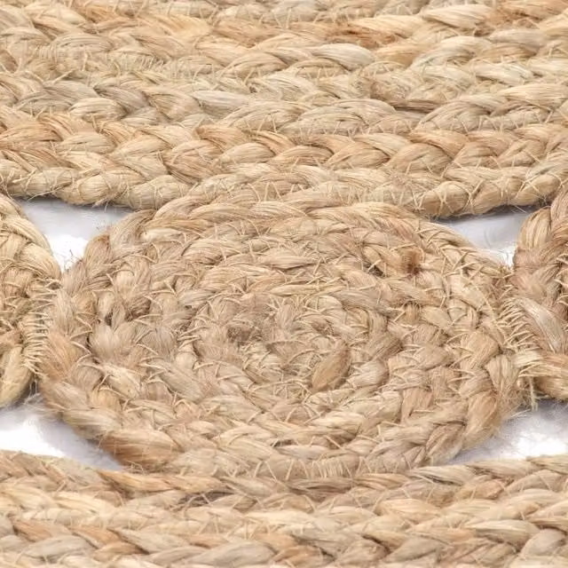 Berkfield Home Braided Jute Soft Area Rug in Beige, Diameter: 90 cm
