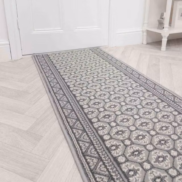 runrug Heriz Grey Oriental Hallway Carpet Runner Rug, W: 60 cm, L: 180 cm
