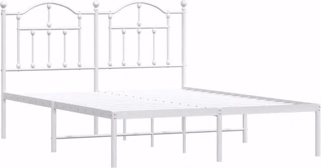 Berkfield Home Metal Bed Frame with Headboard in White, W/D/H: 140 x 190 cm – 1
