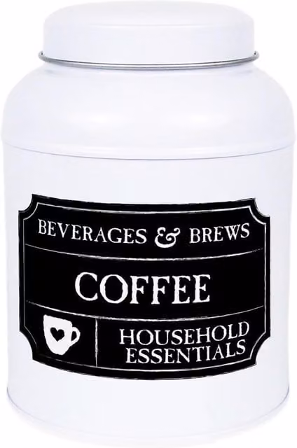 Purely Home Decaf Tea Canister, Black Chalkboard-Style Small Domed Metal Kitchen Storage Tin