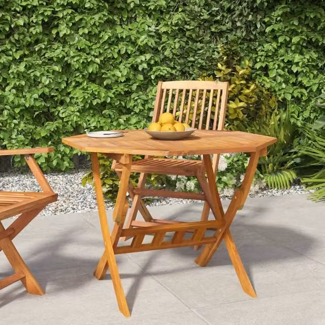 Berkfield Home Folding Rectangular Garden Table in Brown Acacia Wood, W: 90 cm, D: 75 cm