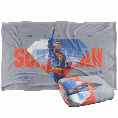 Warner Bros. Superman 2025 Up In The Sky Super Soft Silky Touch Fleece Throw Blanket, Multicolour, W: 91 cm, D: 147 cm