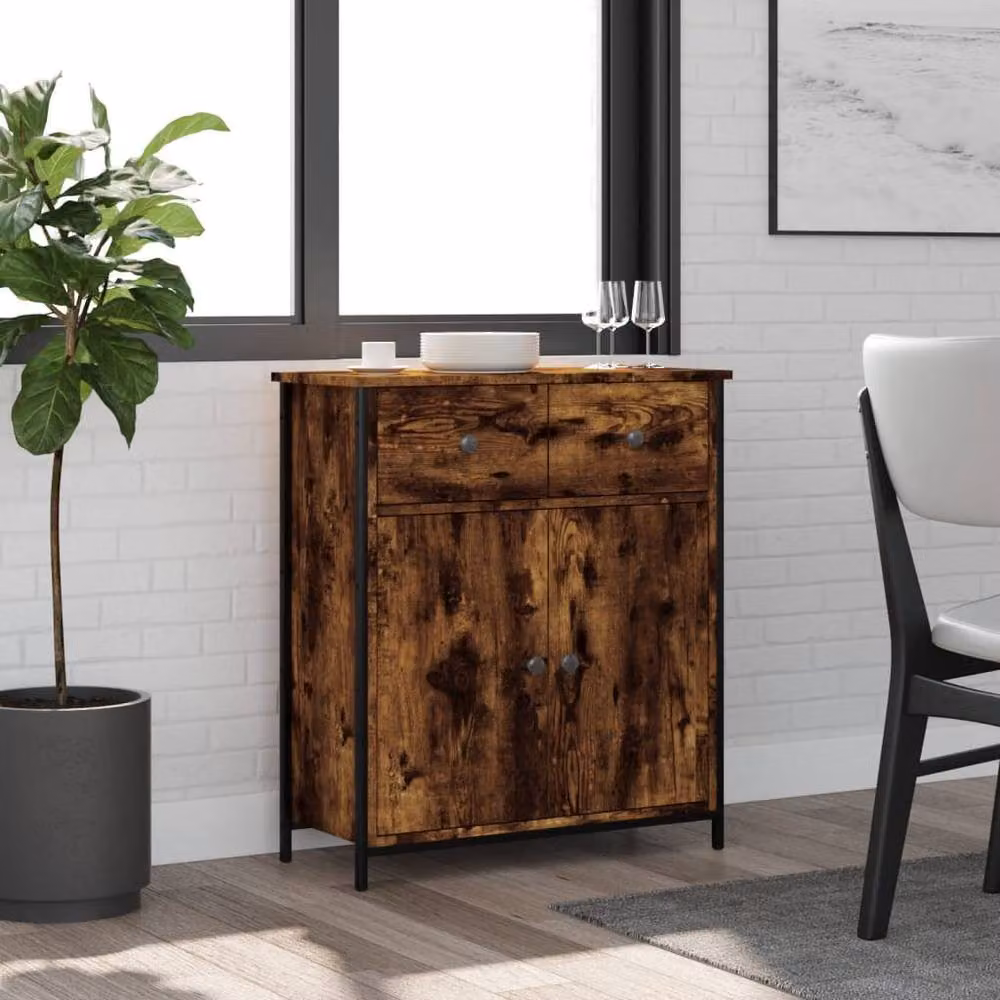 Berkfield Home Smoked Oak Sideboard in Brown, W/D/H: 70 x 30 x 80 cm – 2