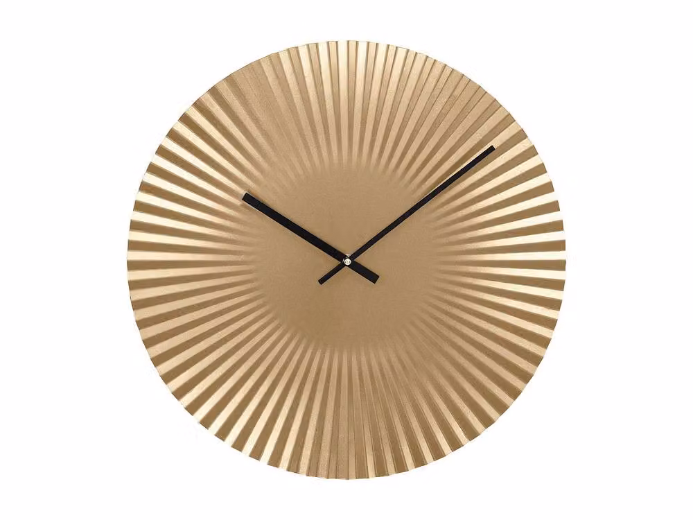 FELINAR Art Deco Gold Metal Round Quartz Wall Clock, Diameter: 50 cm – 2