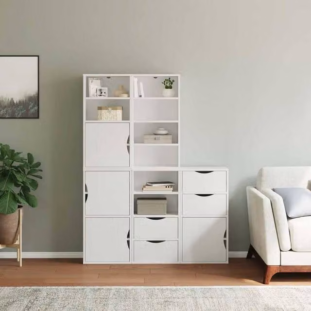 Berkfield Home ODDA Side Cabinets, 5 Piece Set in White Solid Wood Pine, W/D/H: 40 x 24 x 79 cm