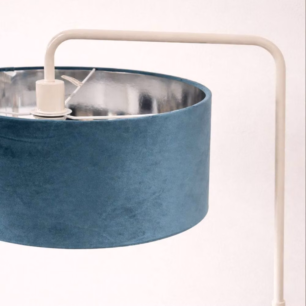 CGC Lighting Kyra Cream Angled Floor Lamp with 45cm Petrol Velvet Lampshade – 2