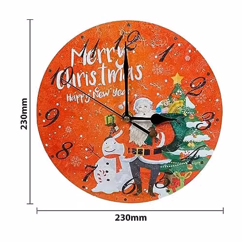 Netagon Christmas Santa and Snowman Design Battery Operated Round Wall Clock in Red – 2