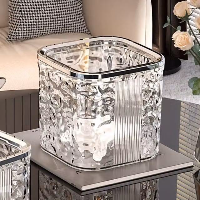 Lifeideas White Metal Tabletop Rubbish Bin with Flip Lid and Odour Filter