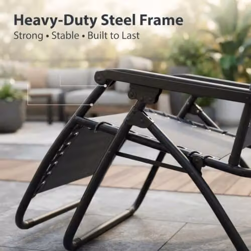 Alivio Zero Gravity Sun Lounger in Dark Grey with Textilene Fabric, Adjustable Headrest and Cup Holders – 5