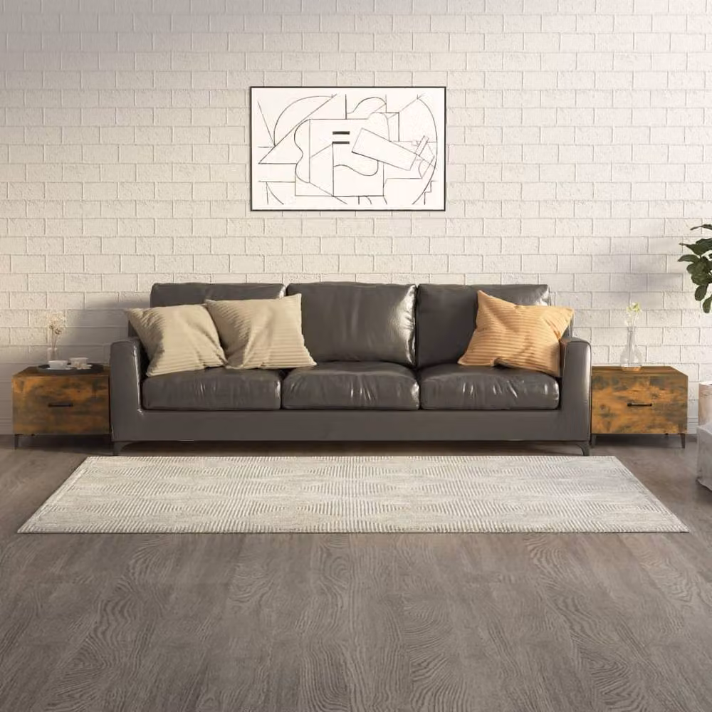 Berkfield Home Set of 2 Smoked Oak Coffee Tables with Metal Legs, Brown, W/D/H: 50 x 50 x 40 cm – 1