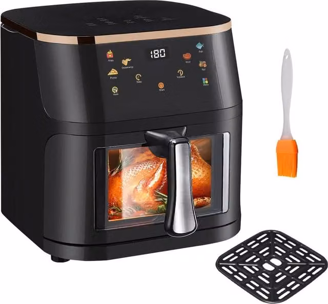 Ventryn Black Hot Air Digital Display Air Fryer with Dishwasher Safe Parts