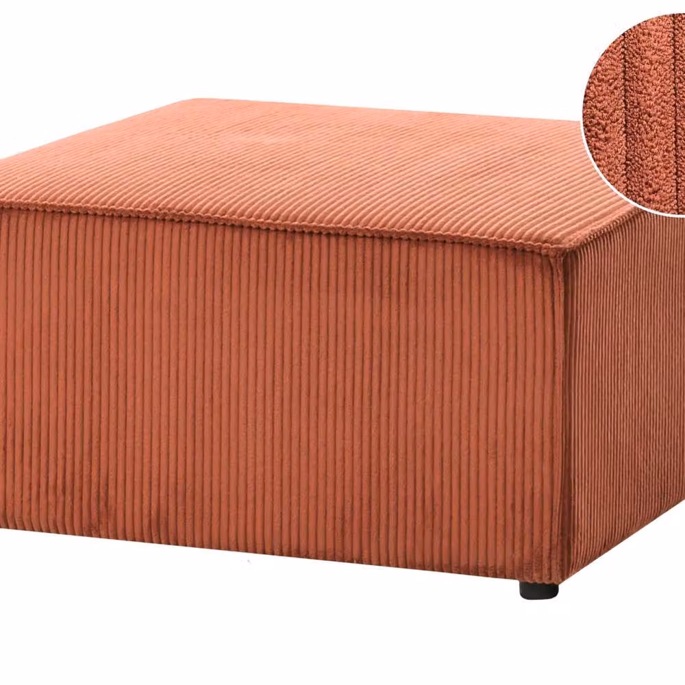 Wyld and Coco Golden Brown Corduroy Square Ottoman Multifunctional Footstool – 2