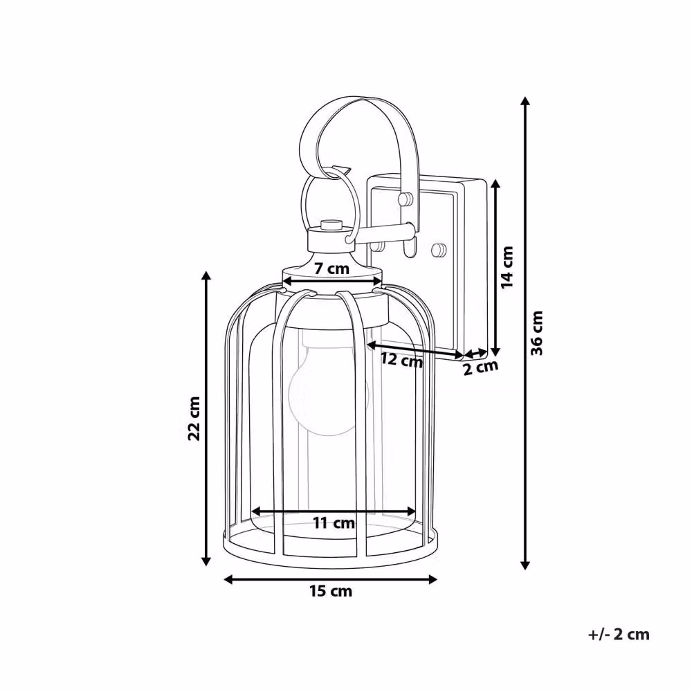 Wyld and Coco Retro Black Metal and Transparent Glass Outdoor Wall Lantern – 3