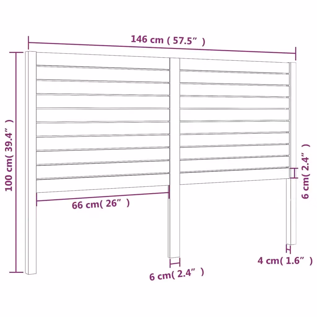 Berkfield Home Black Solid Wood Pine Bed Headboard, W: 146 cm, D: 4 cm, H: 100 cm – 4