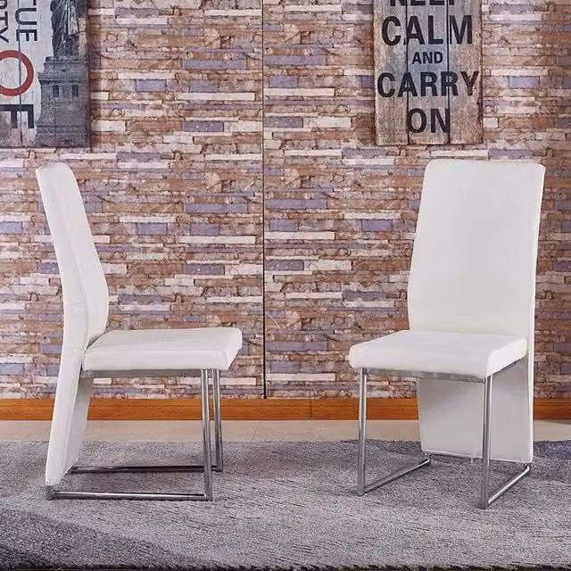Modernique Angela Set of 4 White Faux Leather Chairs