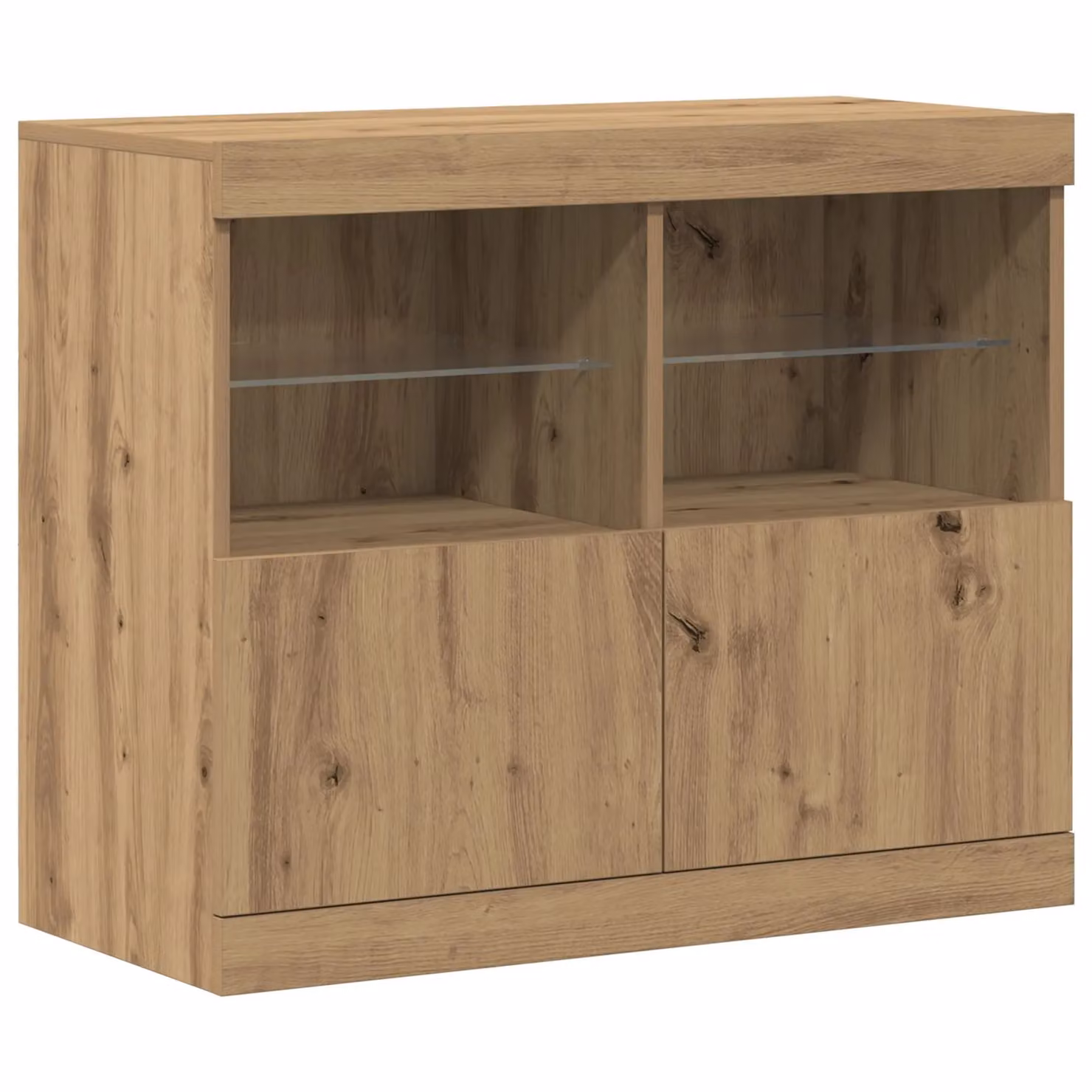Berkfield Home Artisan Oak Sideboard with Integrated LED Lights in Brown, W/D/H: 81 x 37 x 67 cm – 2