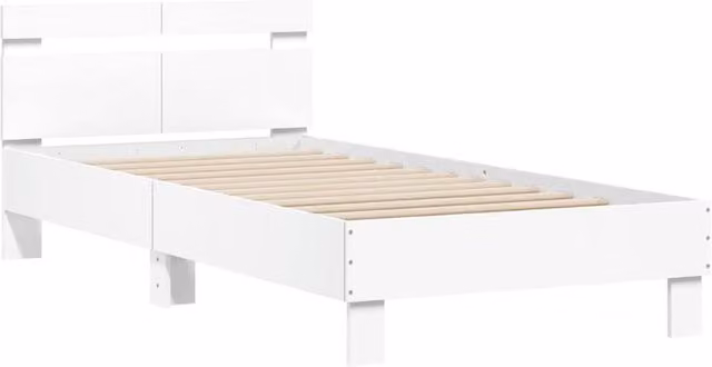 Berkfield Home Durable Bed Frame with Headboard in White, W/D/H: 100 x 200 x 70 cm – 1