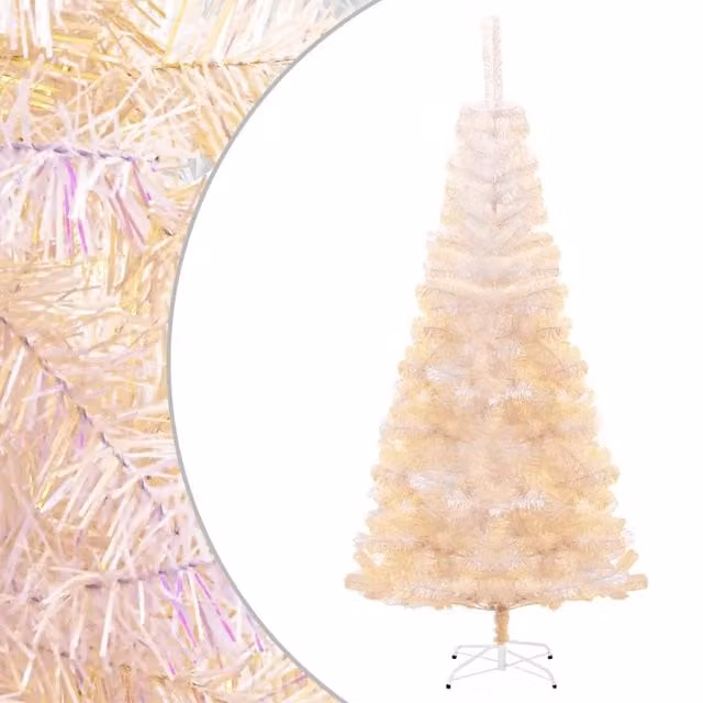 Berkfield Home Artificial Christmas Tree with Iridescent Tips in White and Multicolour, Height: 240 cm