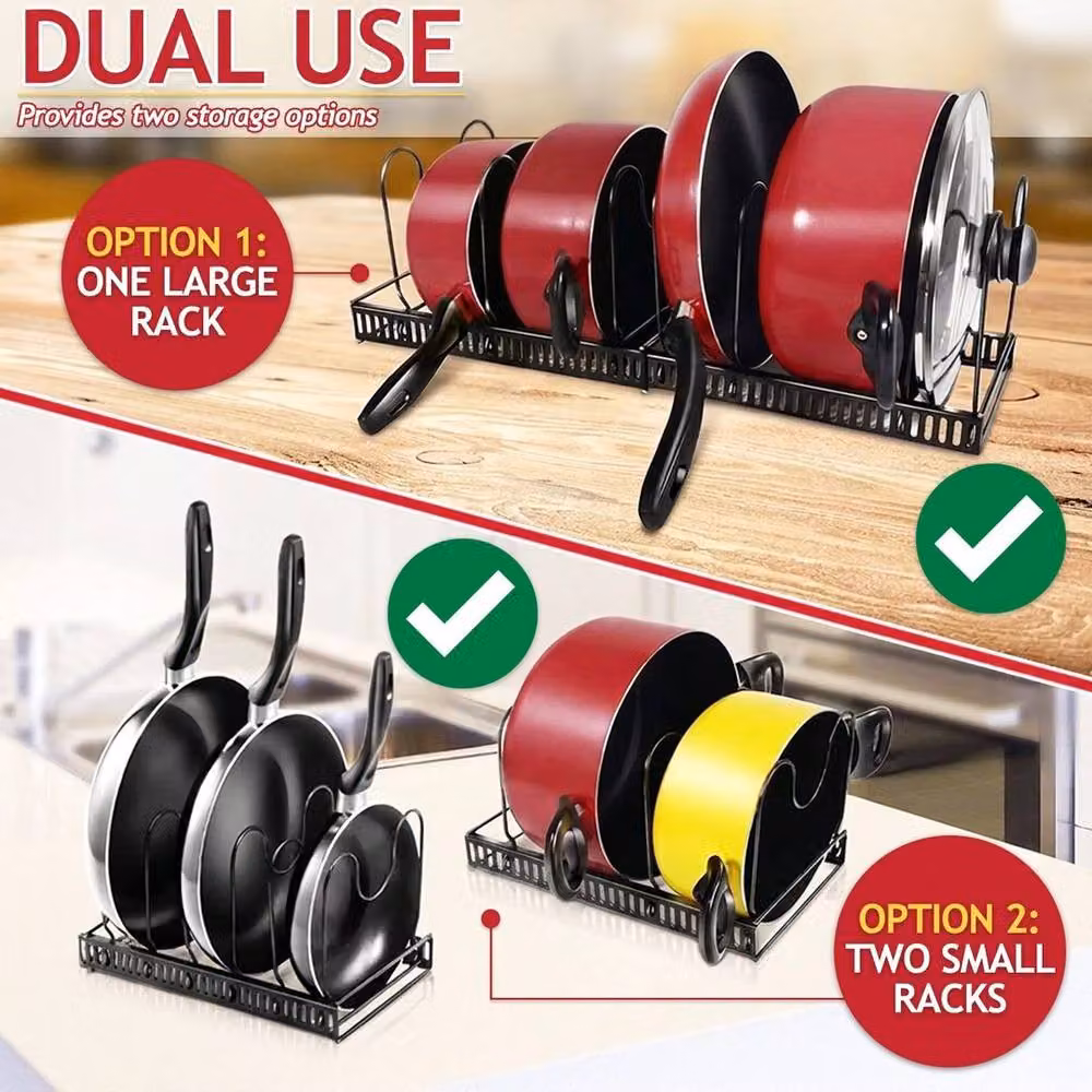EONLION Black Expandable Pan and Pot Rack Adjustable Kitchen Organiser, Width: 100 cm – 4
