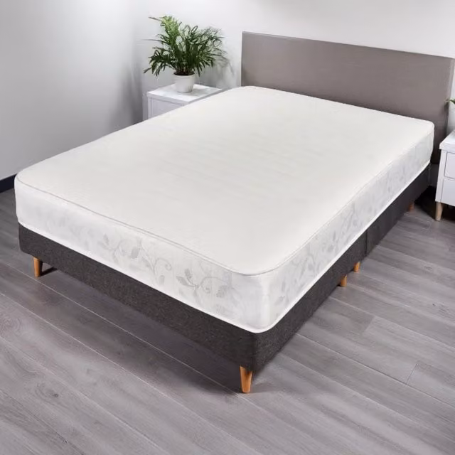 Madefor.living Roma Superking Medium Support Cool Top Bonell Spring Mattress in White and Blue, W: 200 cm x D: 200 cm