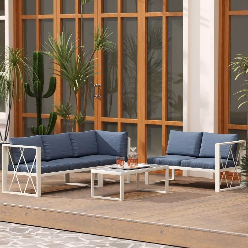 STILVORA 5-Seater Sofa with Adjustable Lounger in Blue – 1