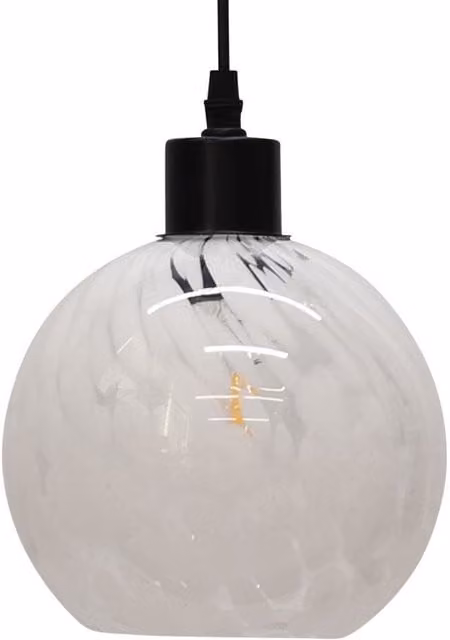 First Choice Lighting Confetti Glass Sphere Pendant Light with Black Fitting and White Globe – 1