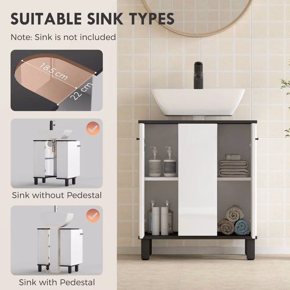 Kelvenix High Gloss White Freestanding Under Sink Bathroom Cabinet W/D/H: 70 x 60 x 34 cm – 2