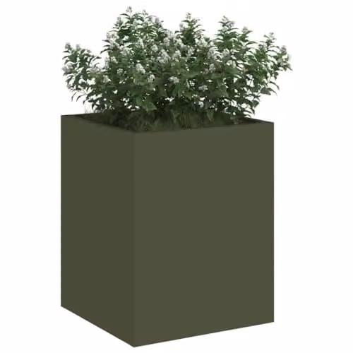 vidaXL Garden Planter Tub, Green, Steel, W/D/H: 32 x 32 x 40 cm – 1