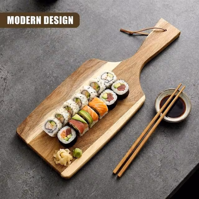 EONLION Brown Wood Paddle Chopping Board and Cheese Serving Platter, Length: 100 cm
